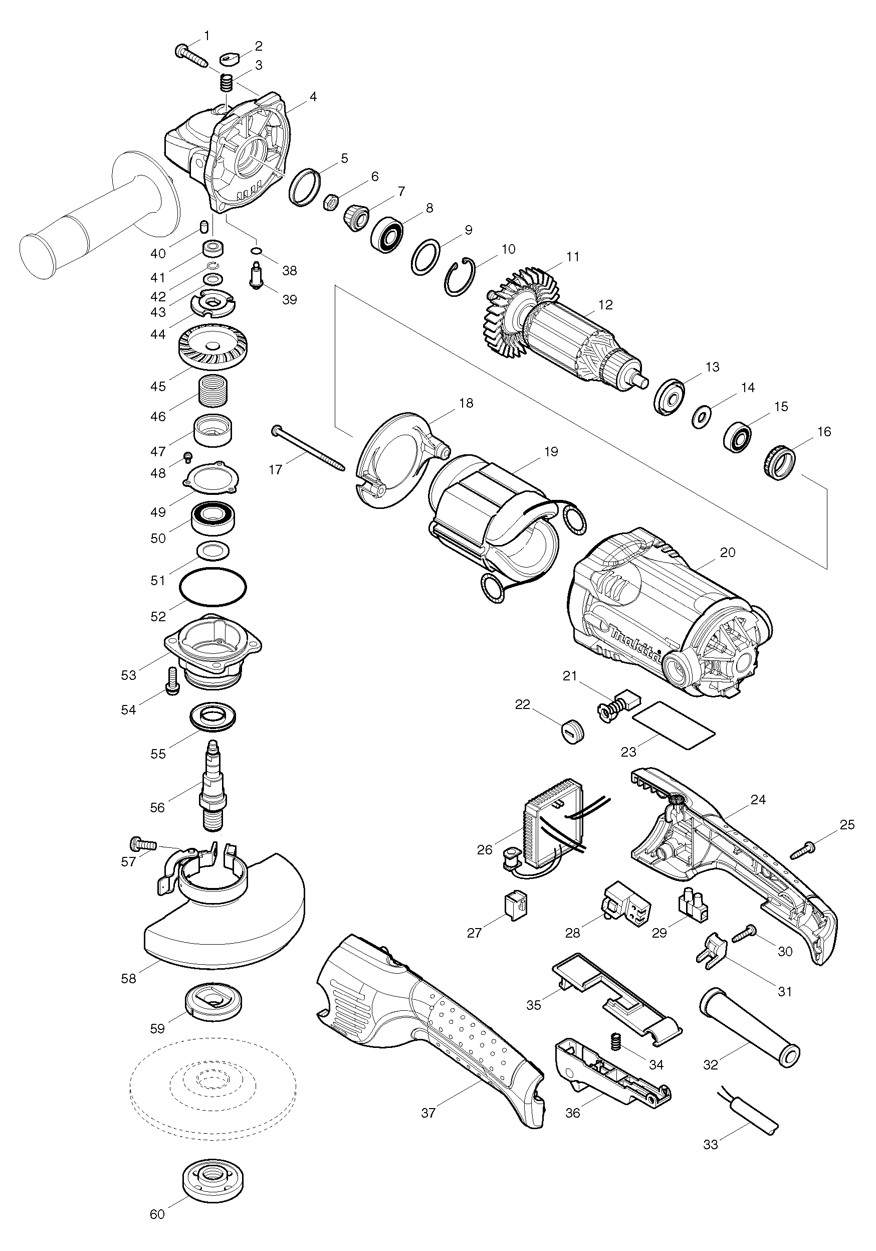 Схема на Угловая шлифмашина Makita GA 5021 C