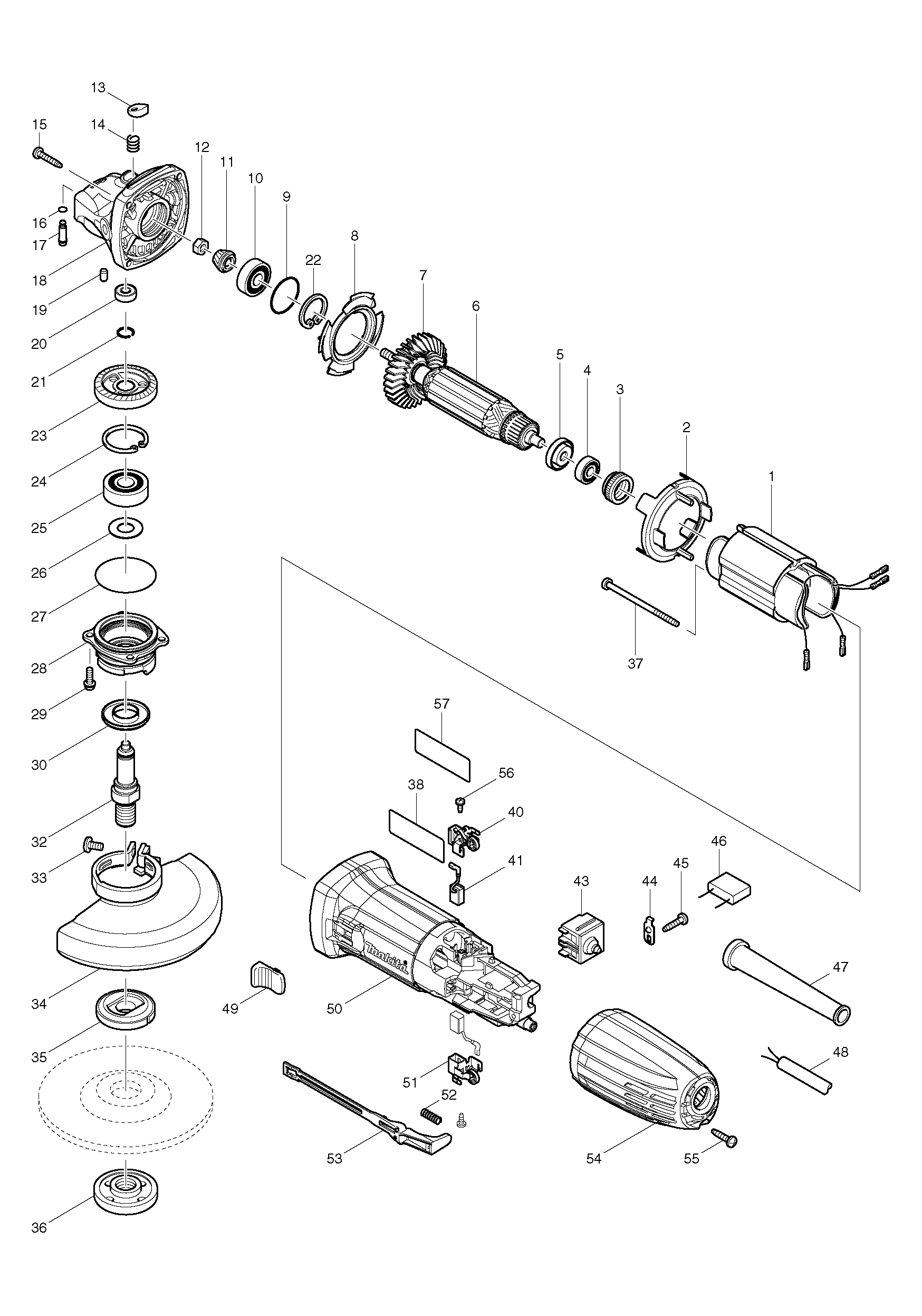 Схема на Кутова шліфувальна машина Makita GA 5030