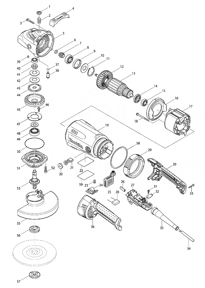 Схема на Угловая шлифовальная машина Makita GA 7030 RF 01