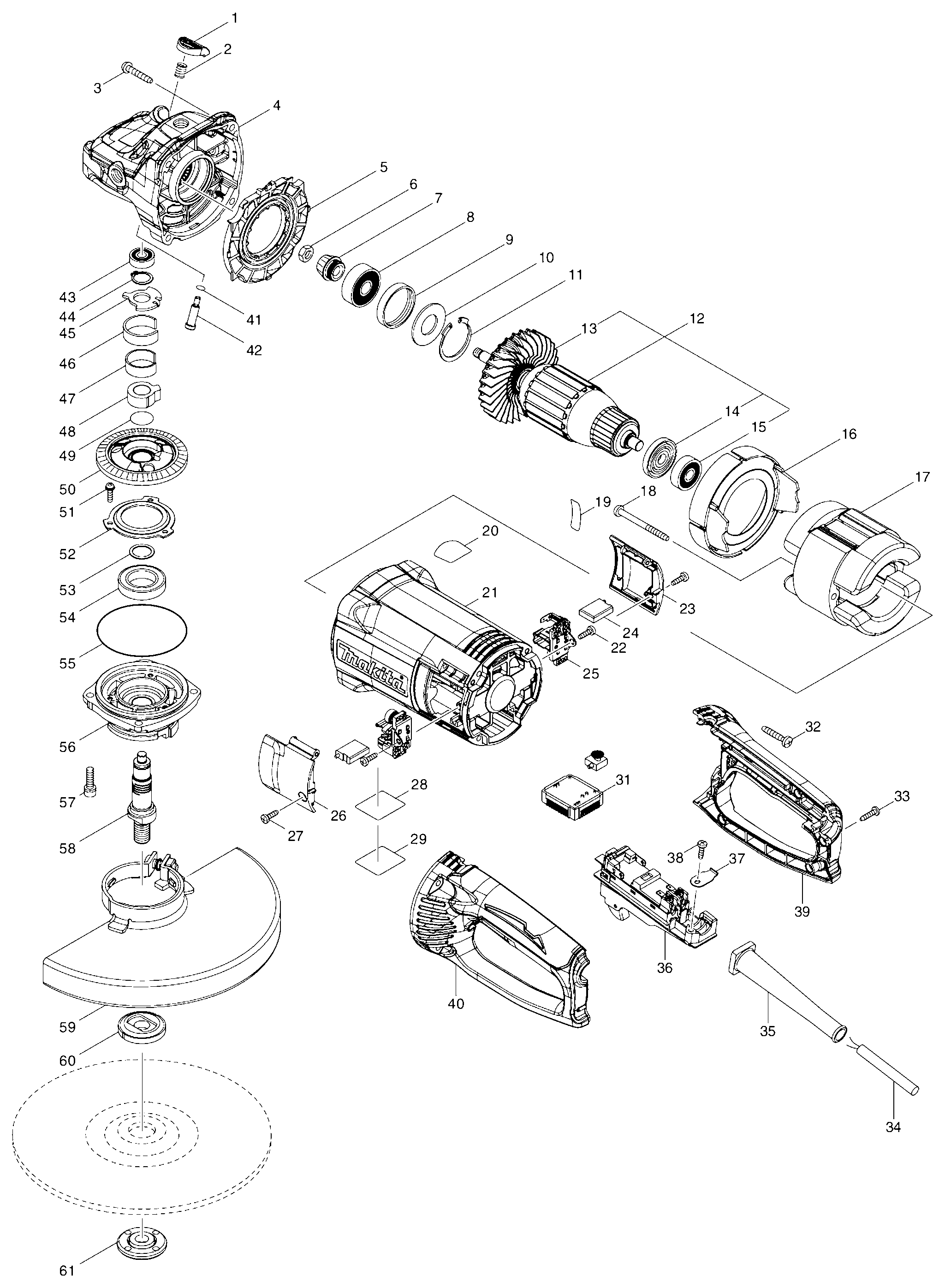 Схема на Угловая шлифмашина Makita GA 9063 R