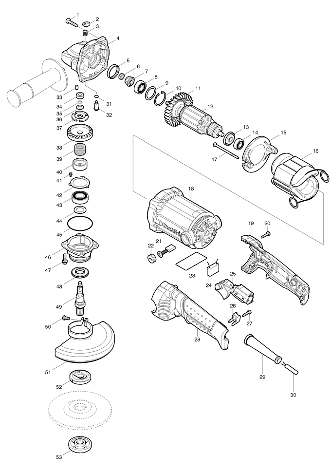 Схема на Угловая шлифовальная машина Makita GA5020