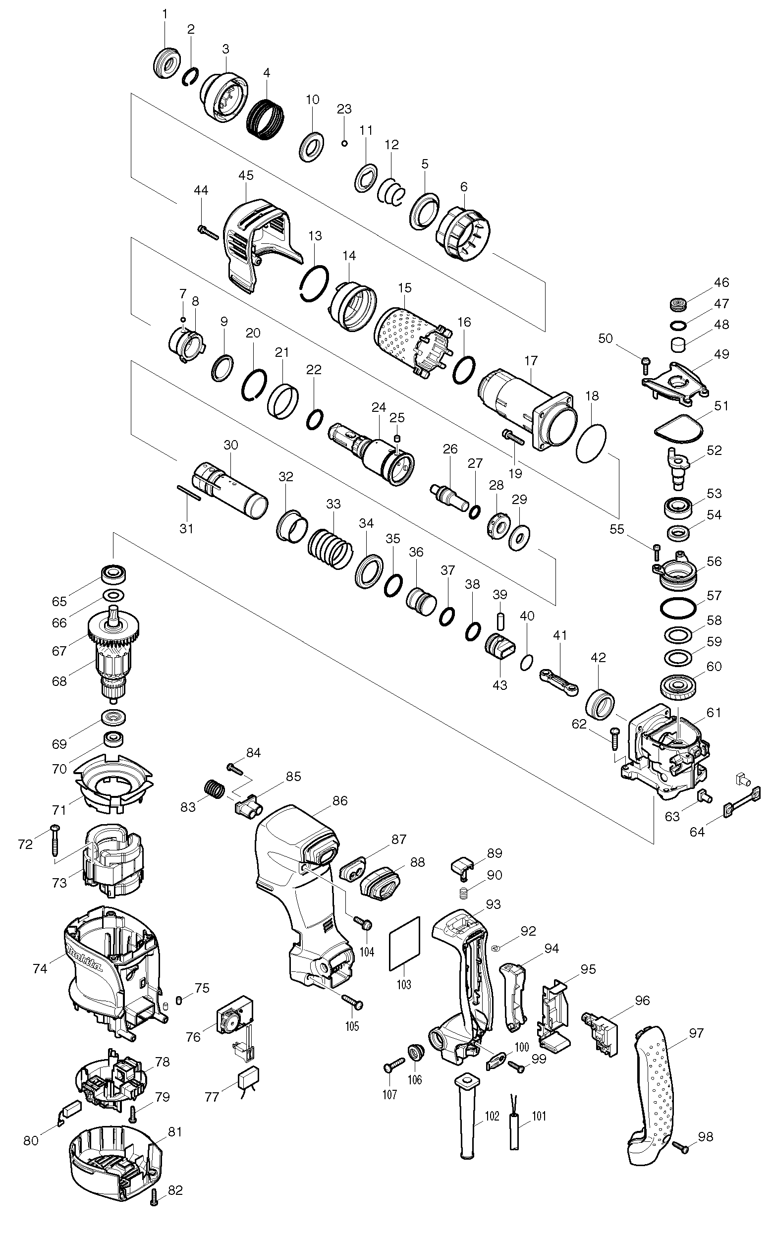 Схема на Отбойный молоток Makita HK 1820