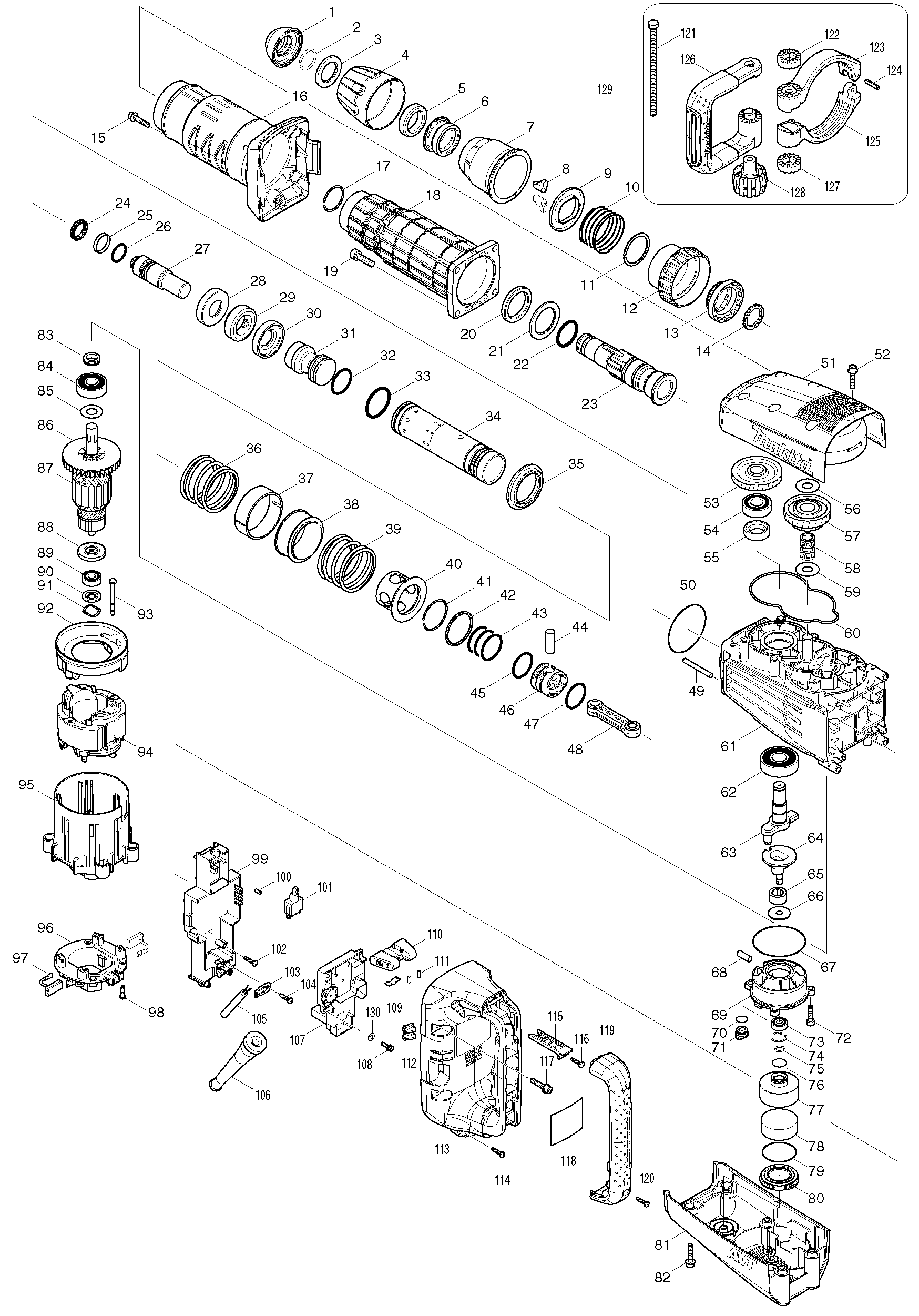 Схема на Відбійний молоток Makita HM 1214 C