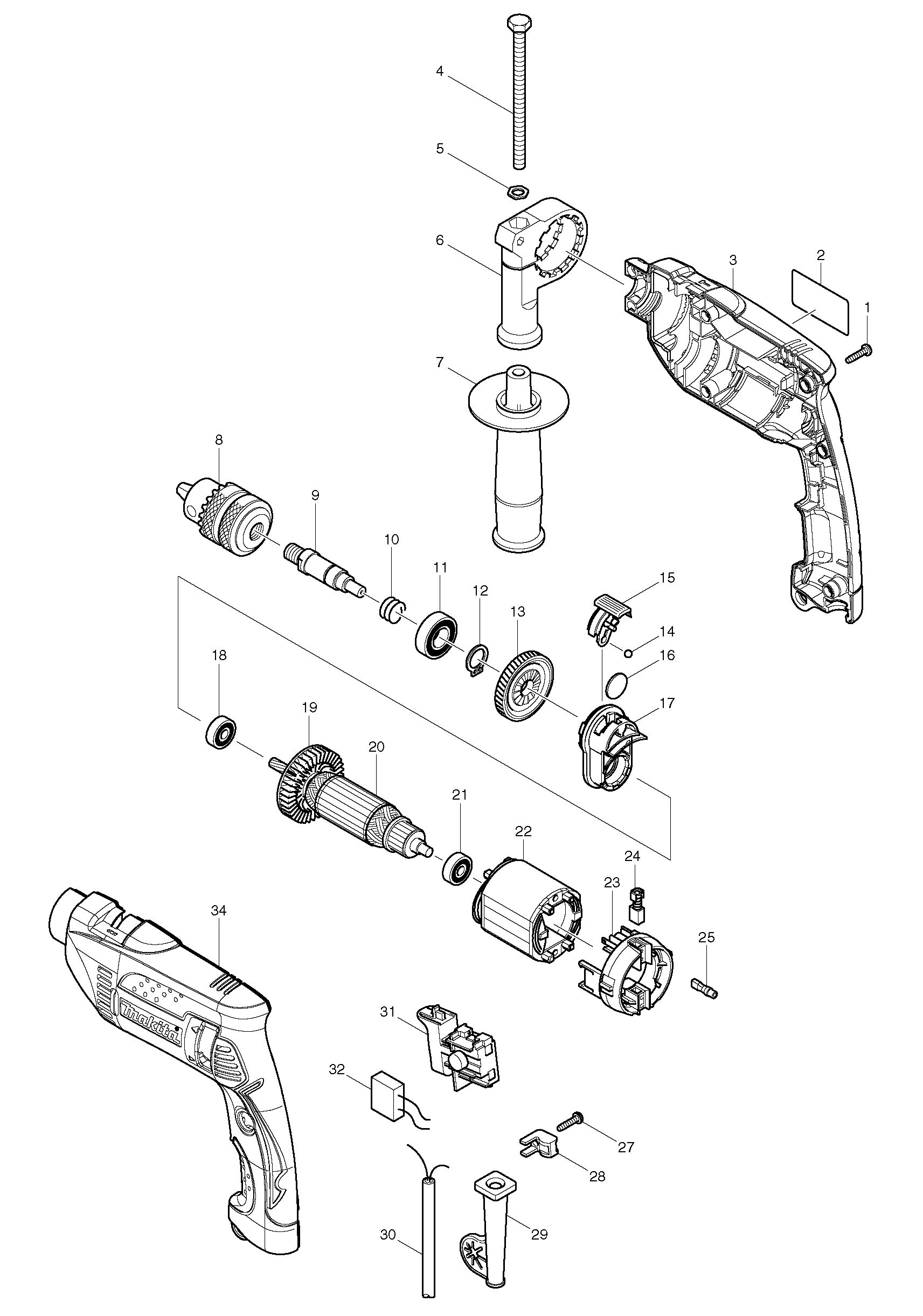 Схема на Дрель Makita HP 1640