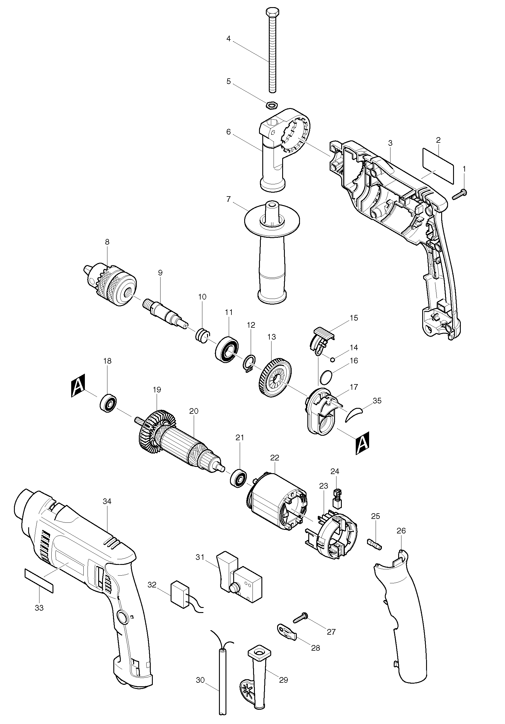 Схема на Дрель Makita HP 1620