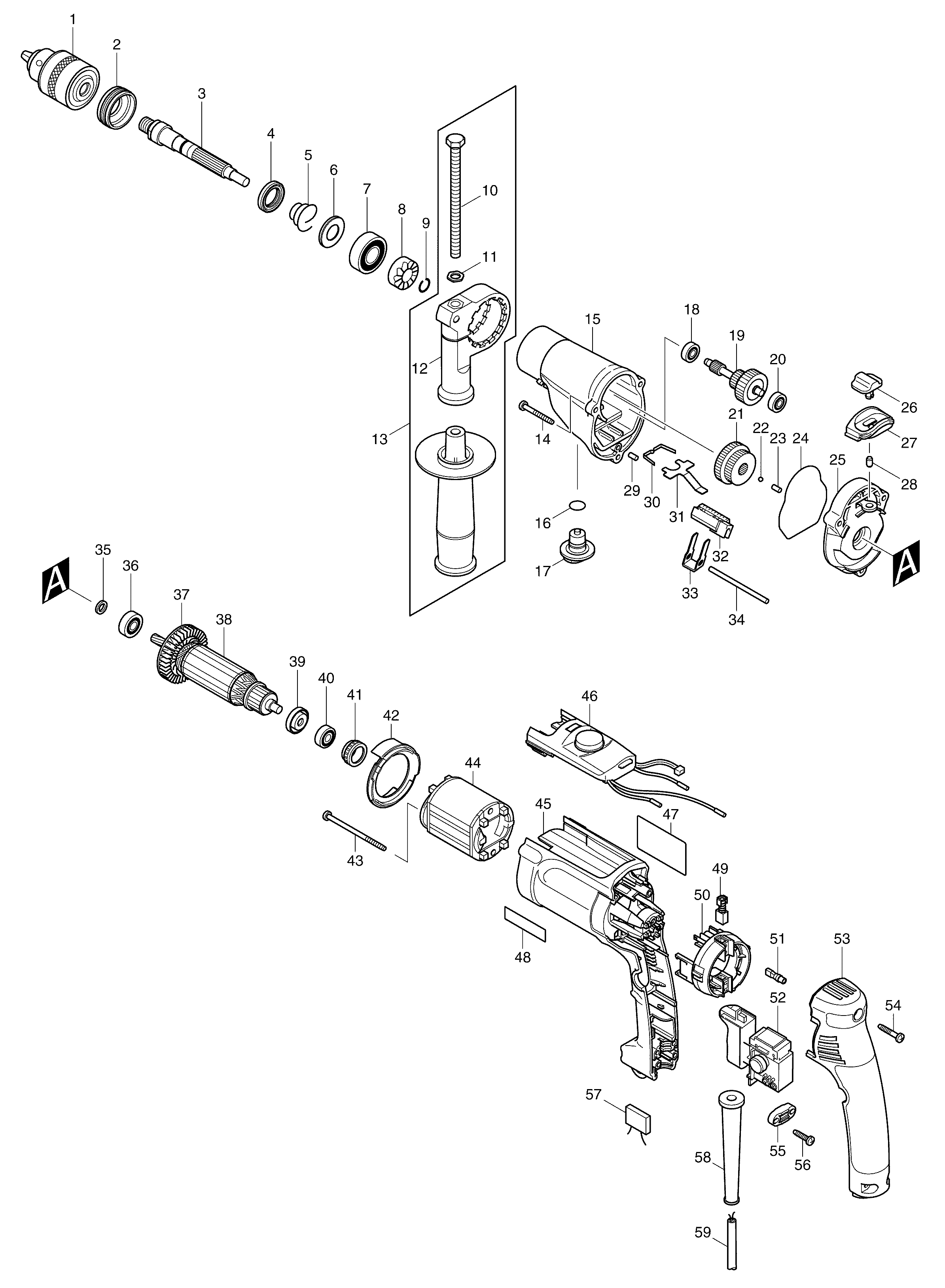 Схема на Дриль Makita HP 2070