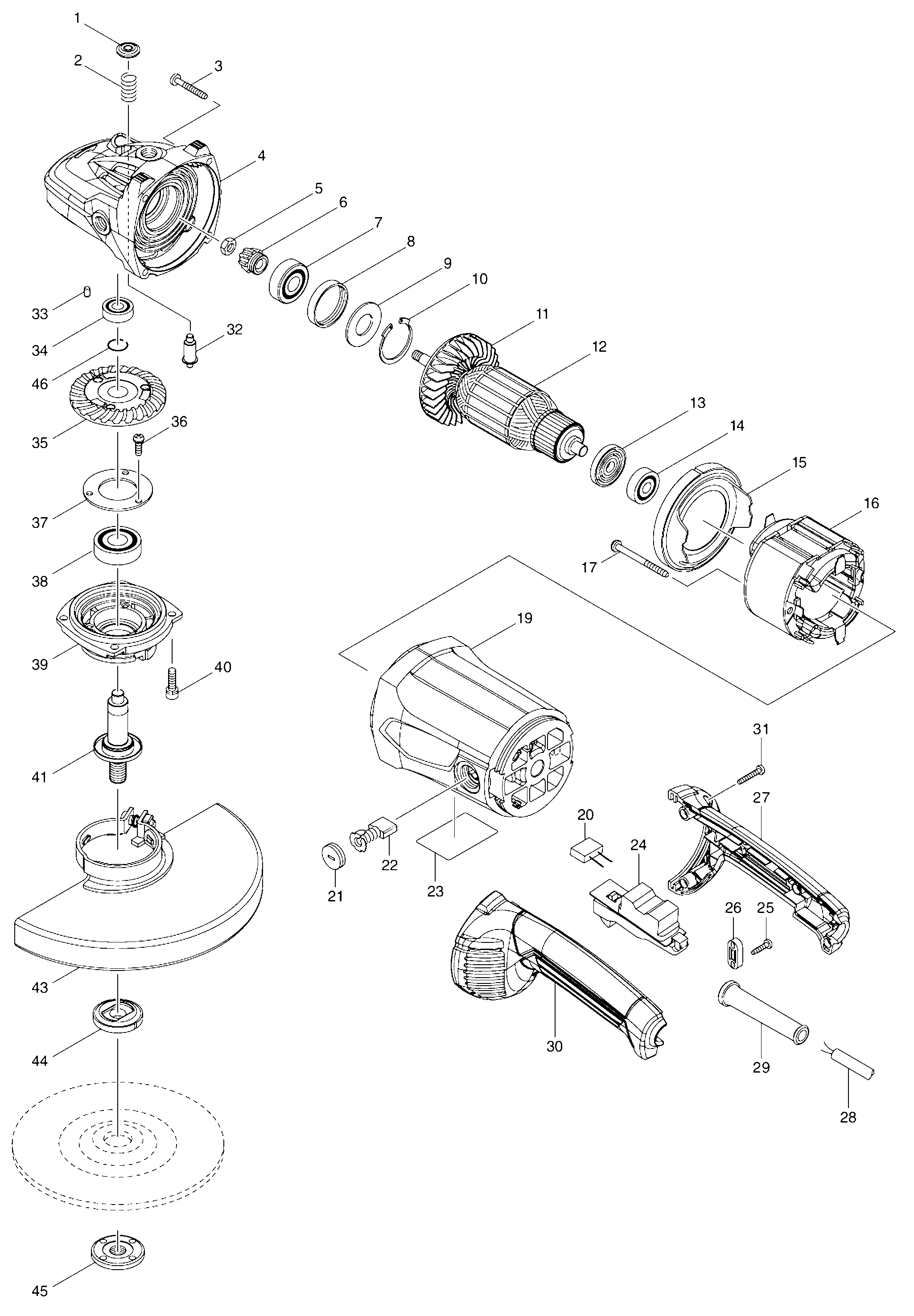 Схема на Кутова шліфмашина Makita M 9001