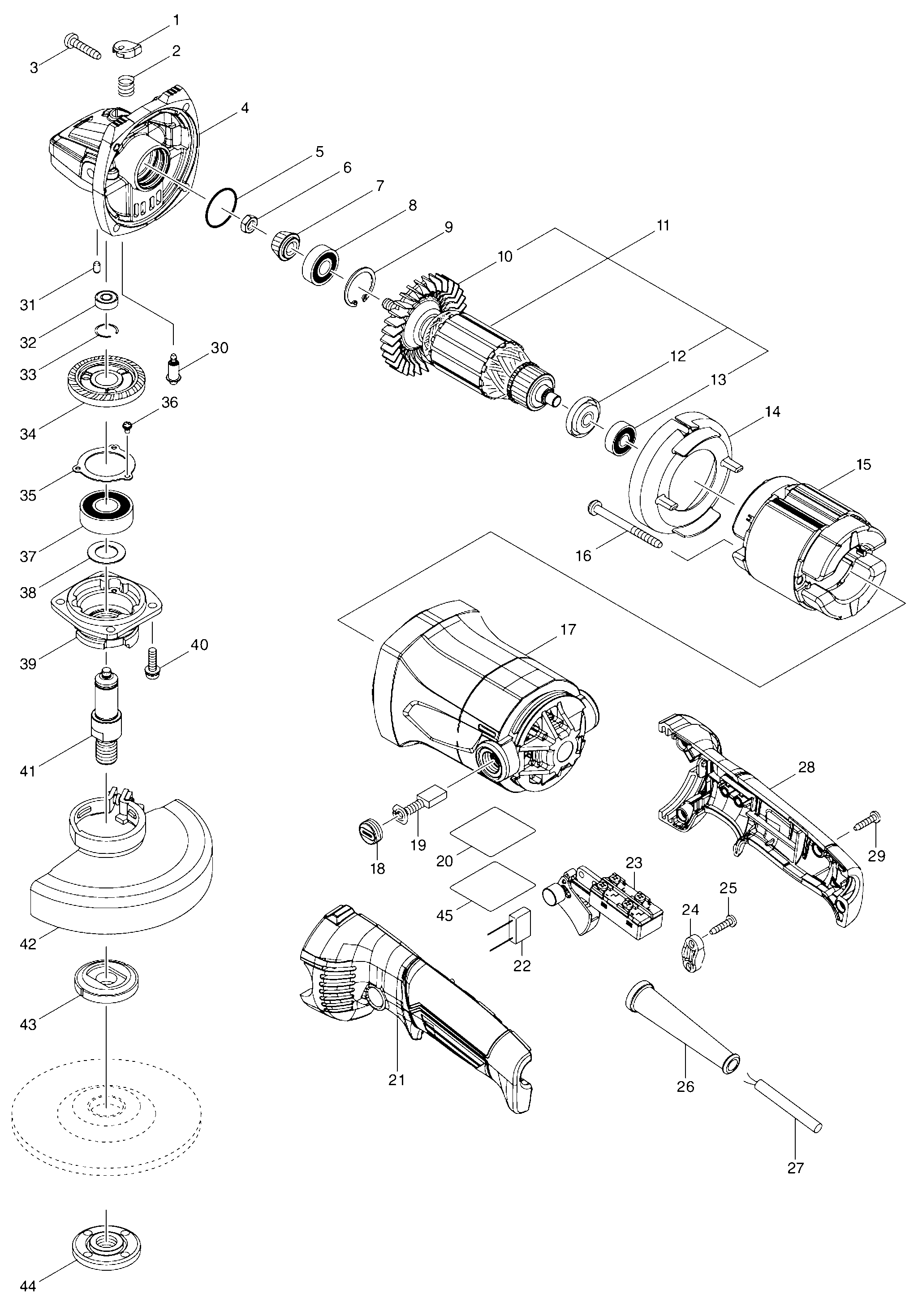 Схема на Угловая шлифмашина Makita M 9002
