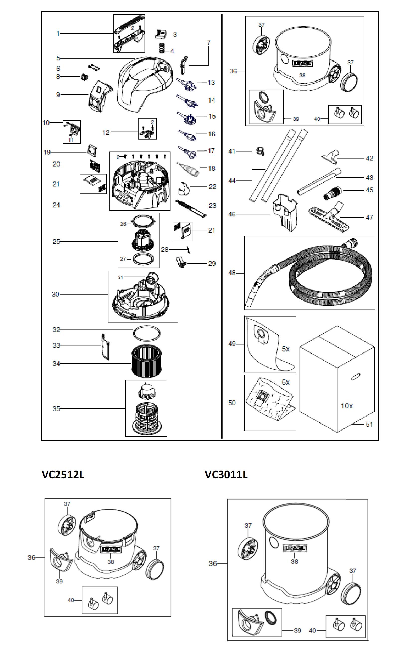 Схема на Пилосос Makita VC3011L