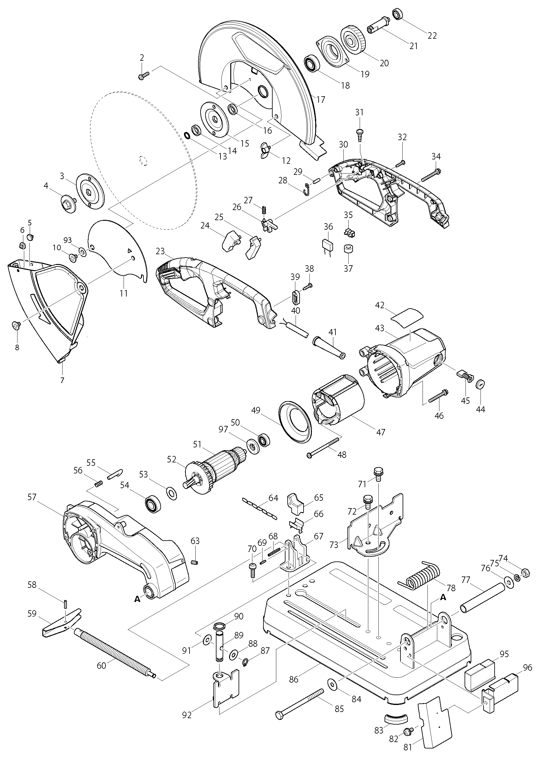 Схема на Монтажна пила Maktec MT 242