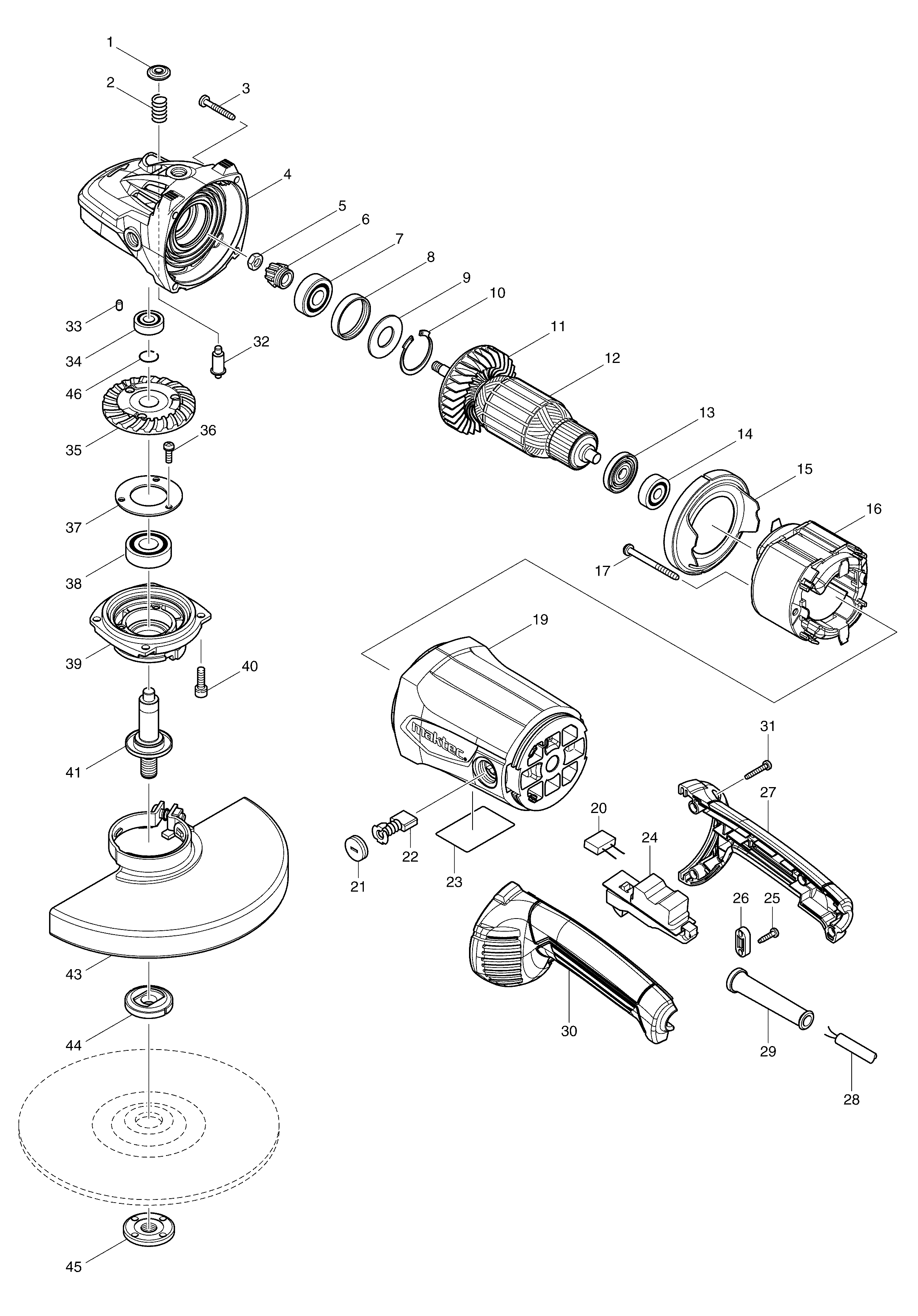 Схема на Угловая шлифмашина Maktec MT 903