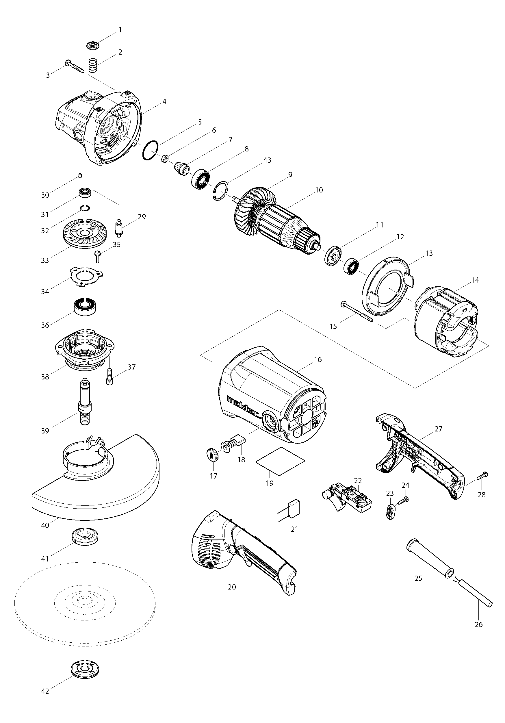 Схема на Кутова шліфмашина MAKTEC MT 92 B