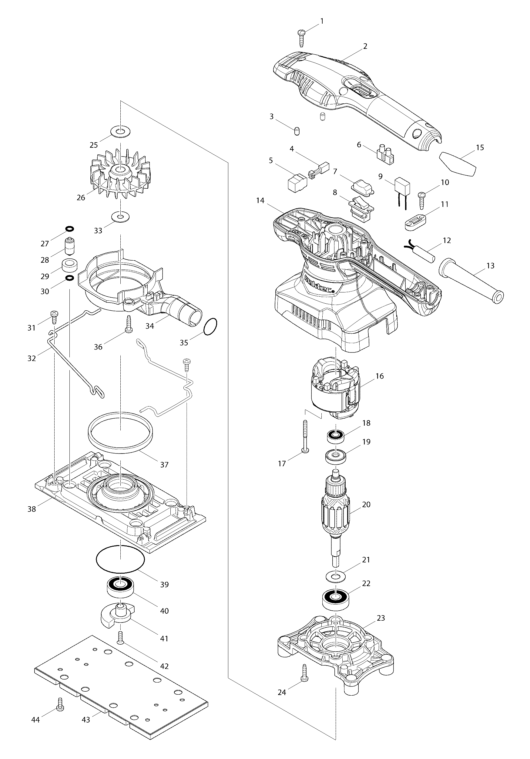 Схема на Шлифмашина Maktec MT 923