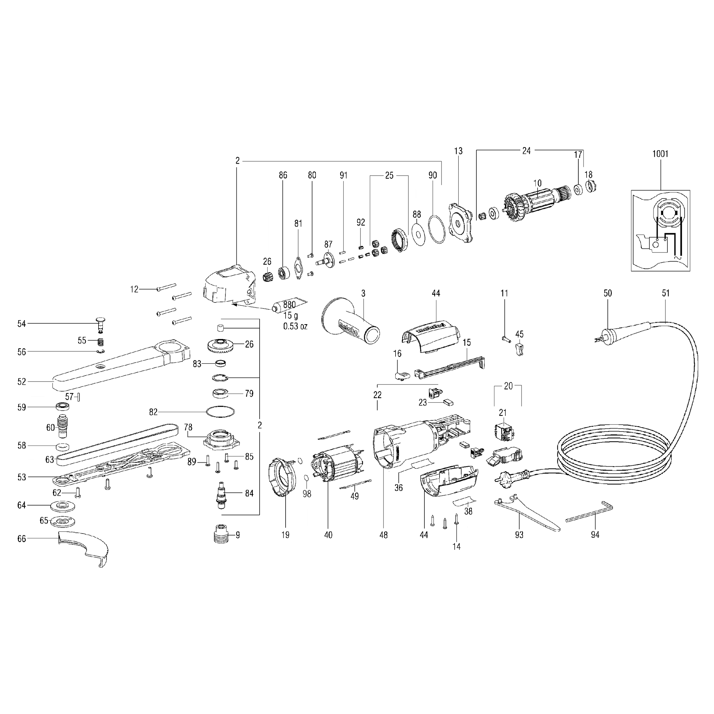 Схема на Угловая шлифмашина Metabo KNSE 9-150 Set