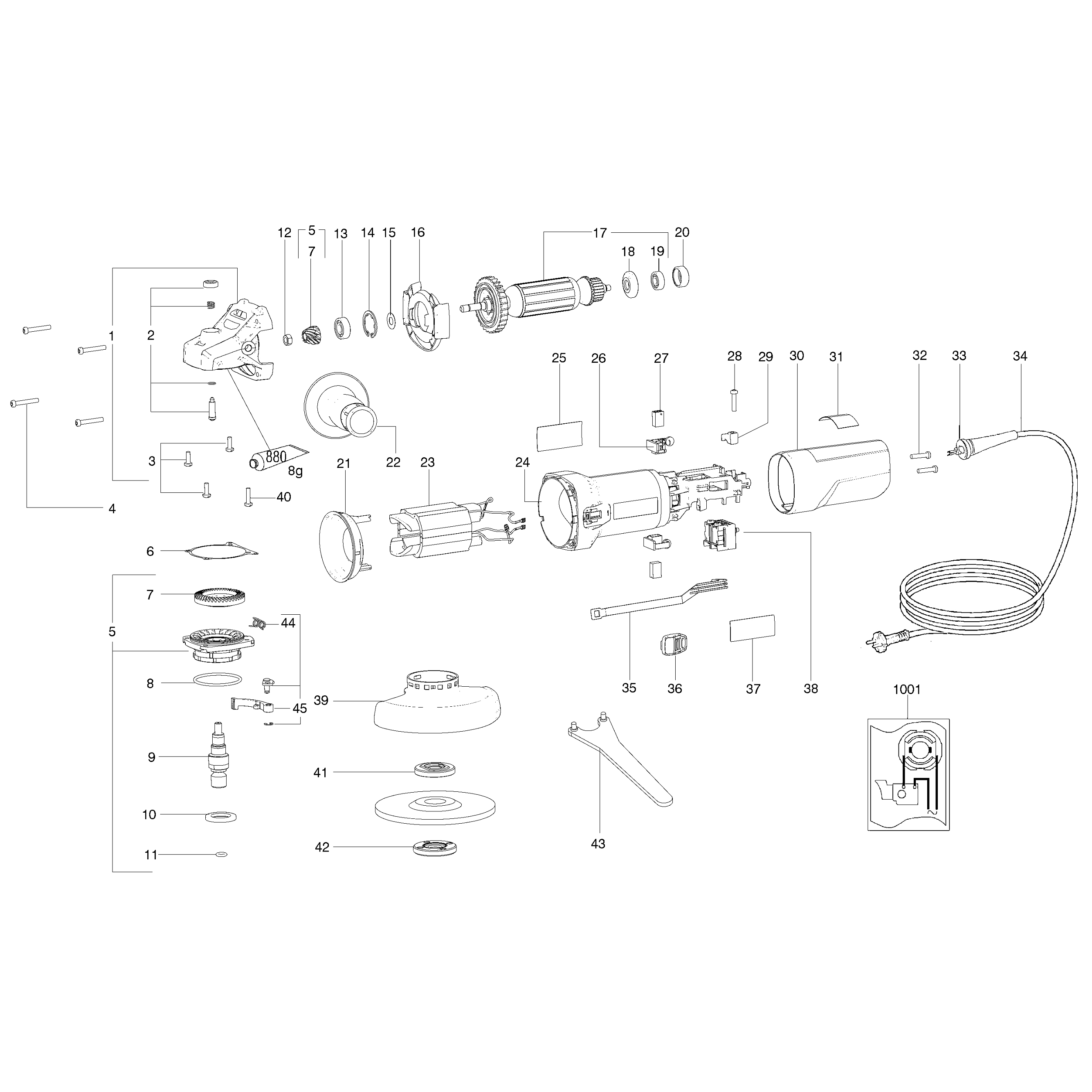 Схема на Кутова шліфувальна машина Metabo W 1100-125