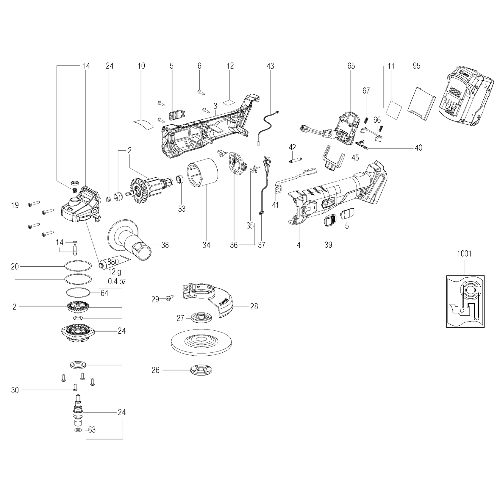 Схема на Угловая шлифмашина Metabo W 18 L 9-115