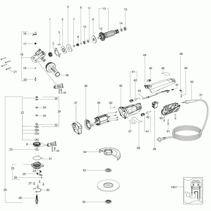 Схема на Кутова шліфувальна машина Metabo WB 11-150
