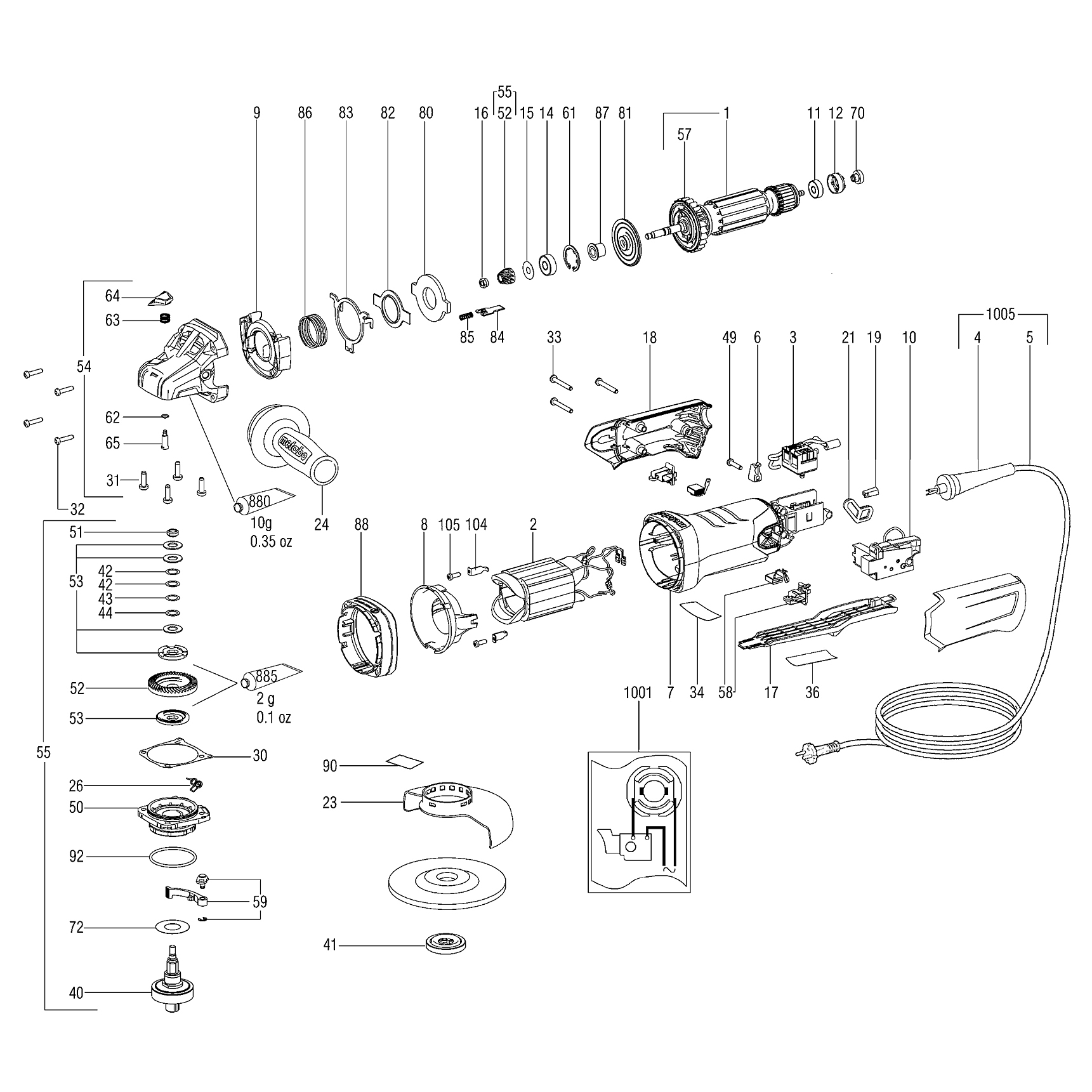 Схема на Кутова шліфувальна машина Metabo WEPBA 17-125