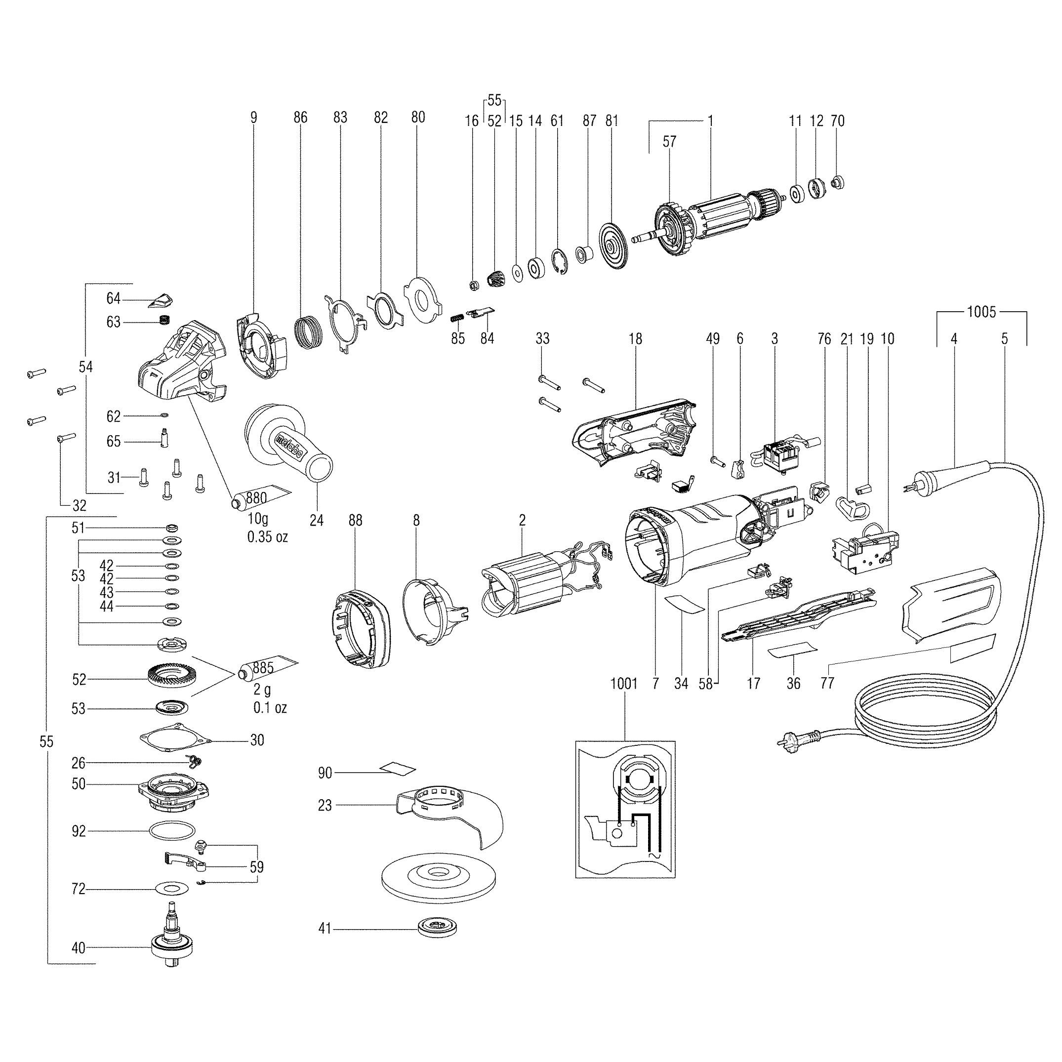 Схема на Кутова шліфувальна машина Metabo WEPBA 17-125 DS