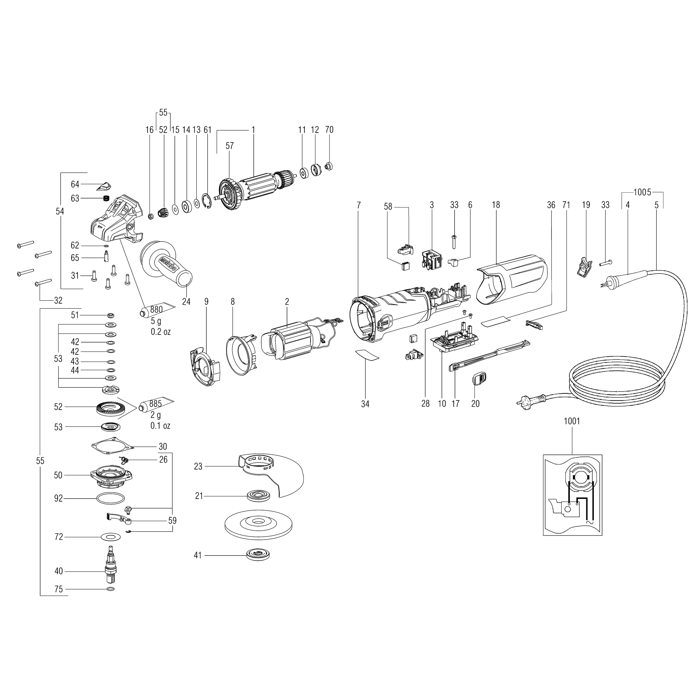 Схема на Кутова шліфувальна машина Metabo WEV 15-125