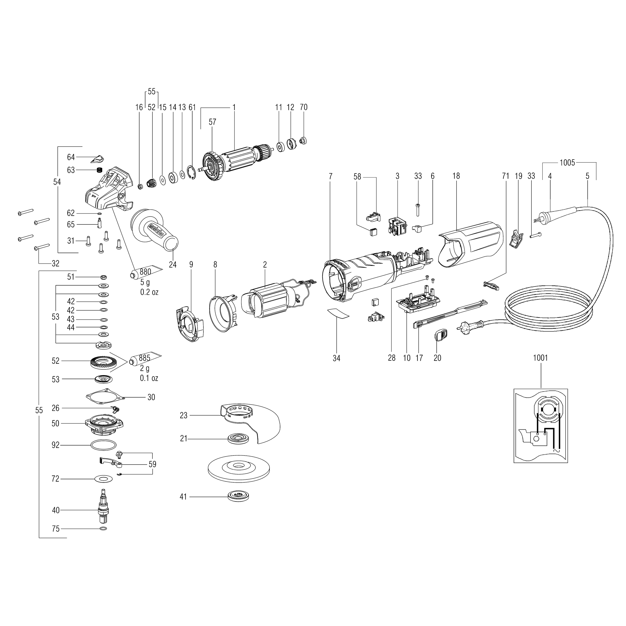 Схема на Кутова шліфувальна машина Metabo WEV 17-125