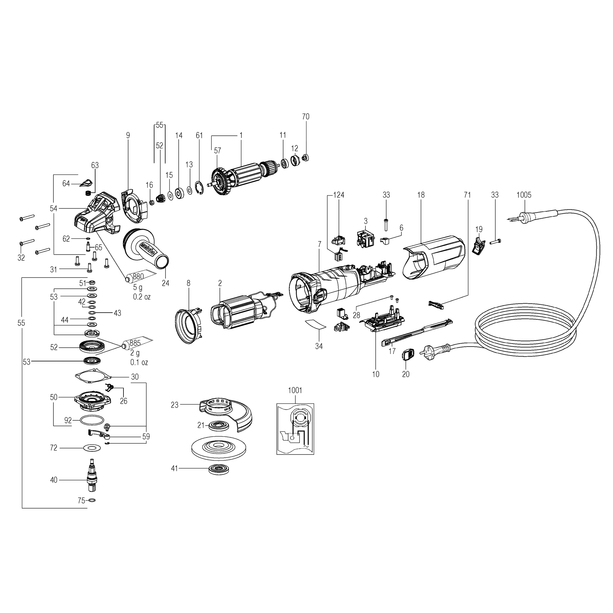 Схема на Кутова шліфувальна машина Metabo WEV 19-125 Q