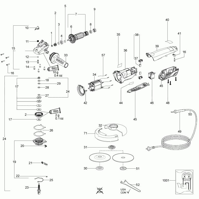 Схема на Кутова шліфувальна машина Metabo WP 11-150