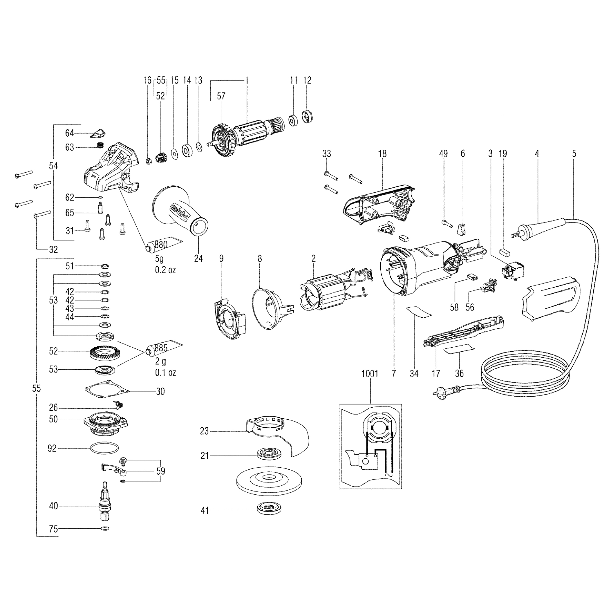 Схема на Кутова шліфувальна машина Metabo WP 9-125