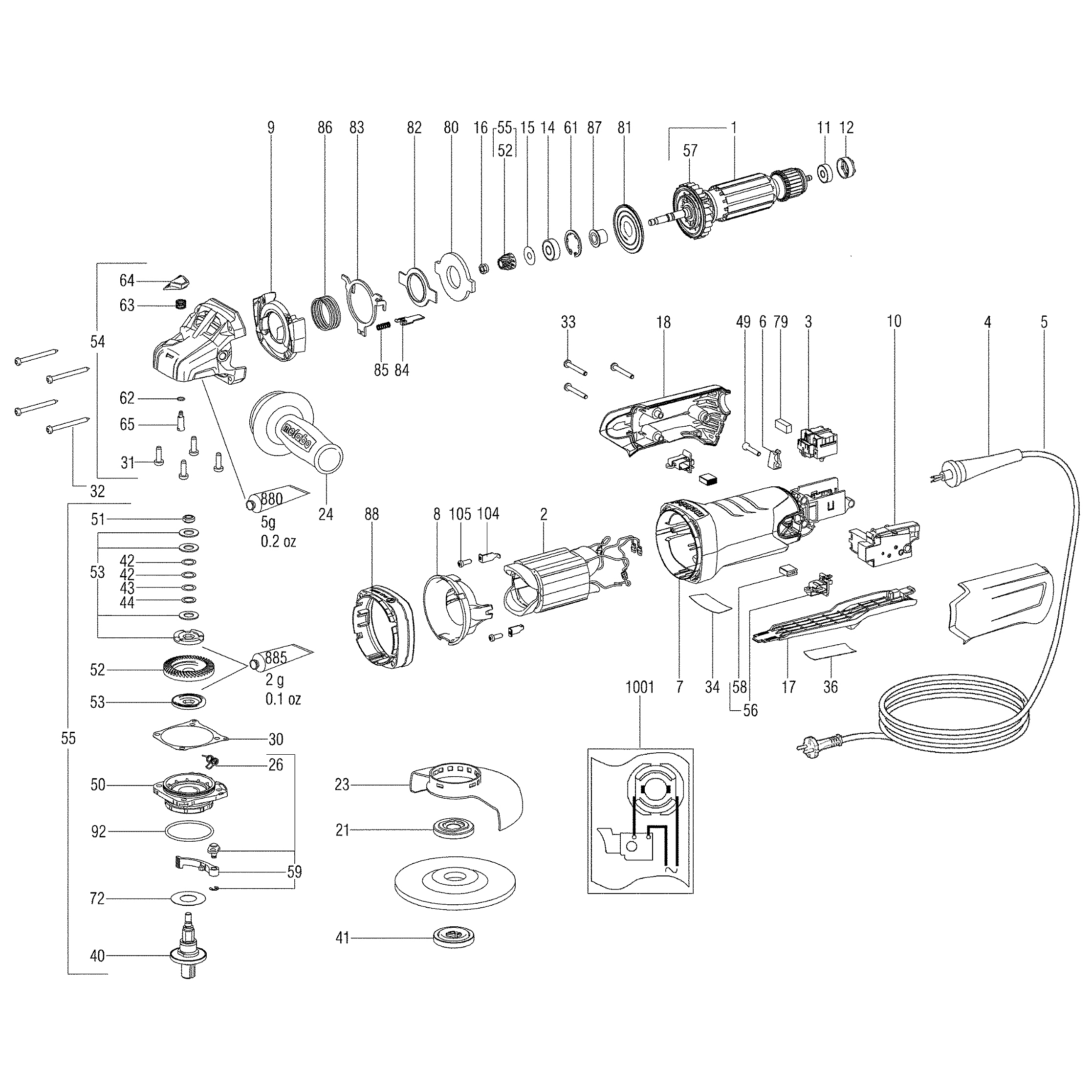 Схема на Кутова шліфувальна машина Metabo WPB 13-125